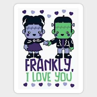 Kawaii Frankenstein's Monster and Bride of Frankenstein // Frankly, I Love You Sticker